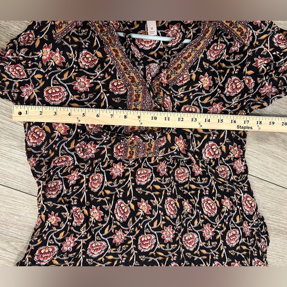 Knox Rose Medium Brown and Orange Tiered Sundress with Bishop Sleeves - Picture 10 of 11